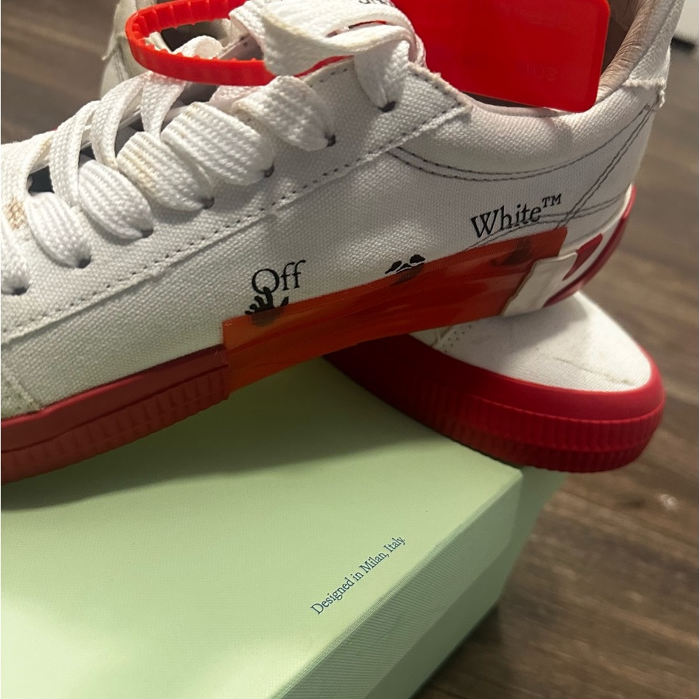 Off-White White and Red Sneakers